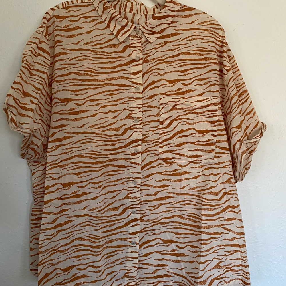 Beige and Brown Striped Shirt